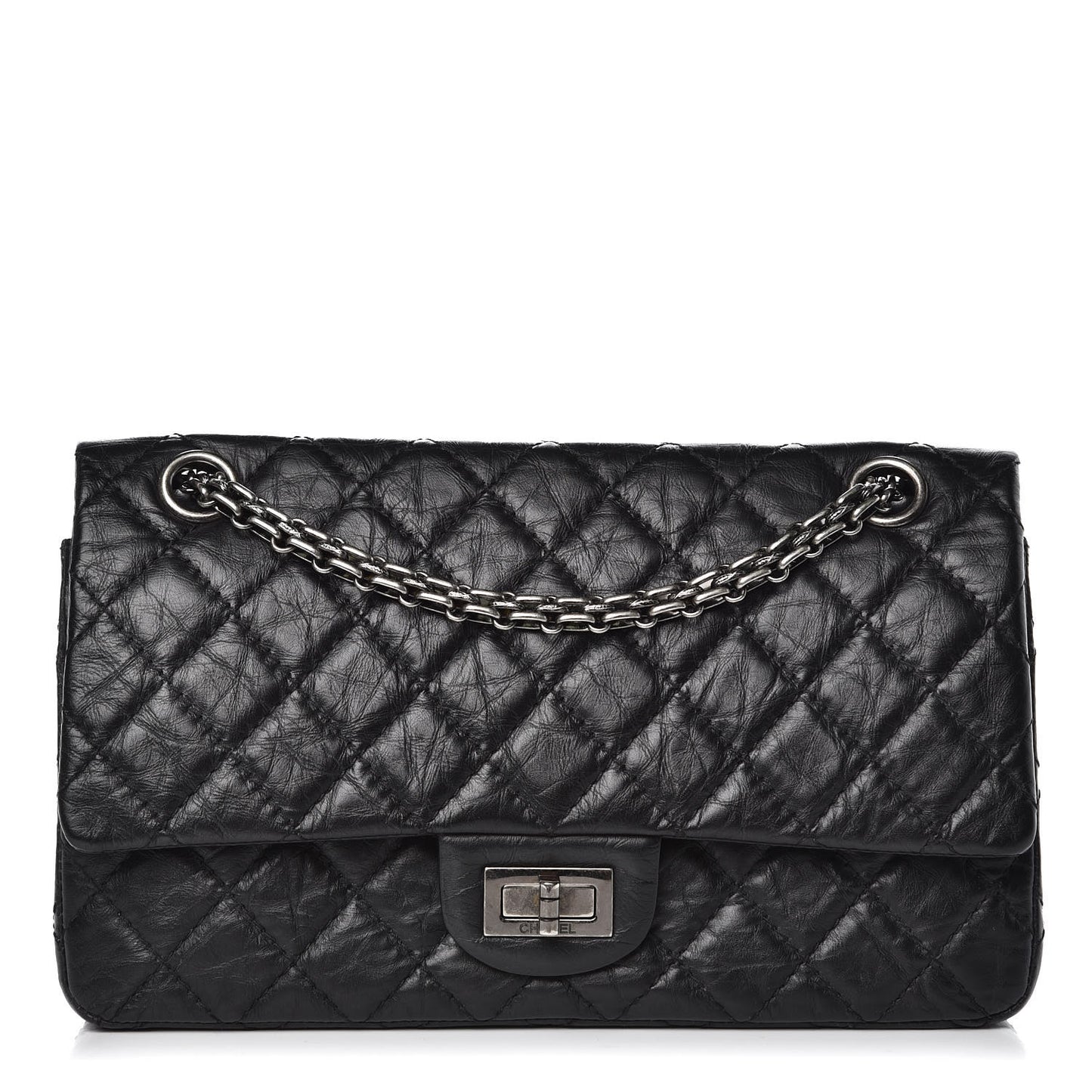 Aged Calfskin Quilted 2.55 Reissue 225 Flap Black