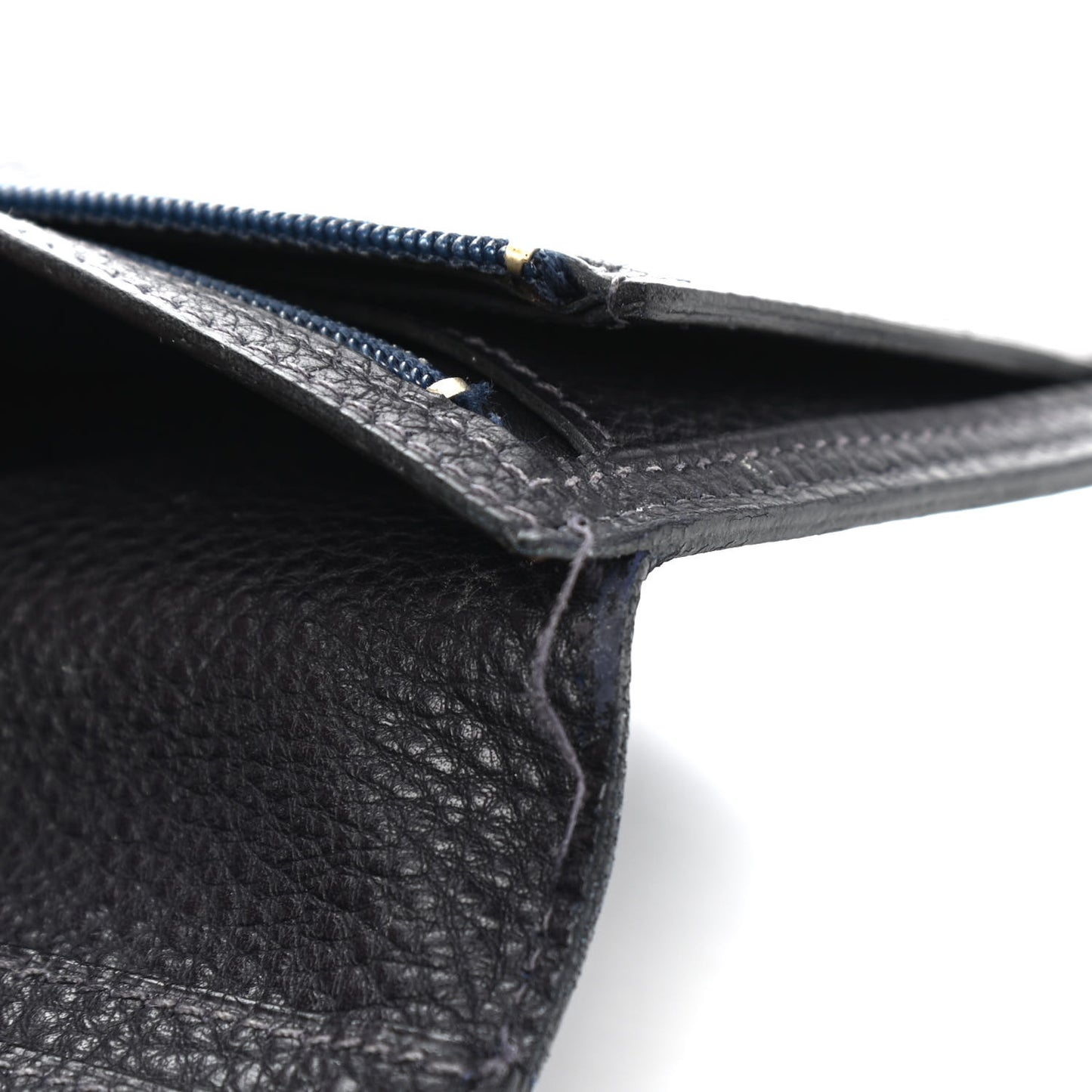 Taurillon Clemence Bearn Gusset Wallet Bleu Marine