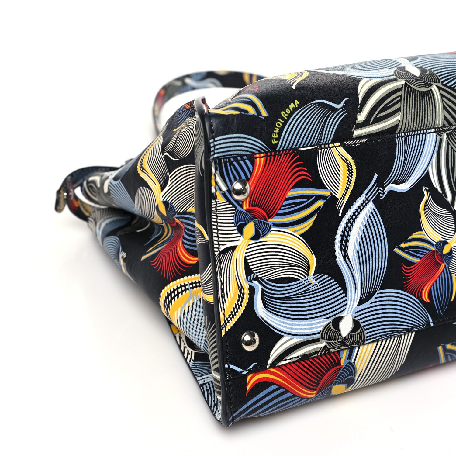 Fendi Calfskin Orchid Large Peekaboo Iconic Satchel Black Multicolor 9 of 10