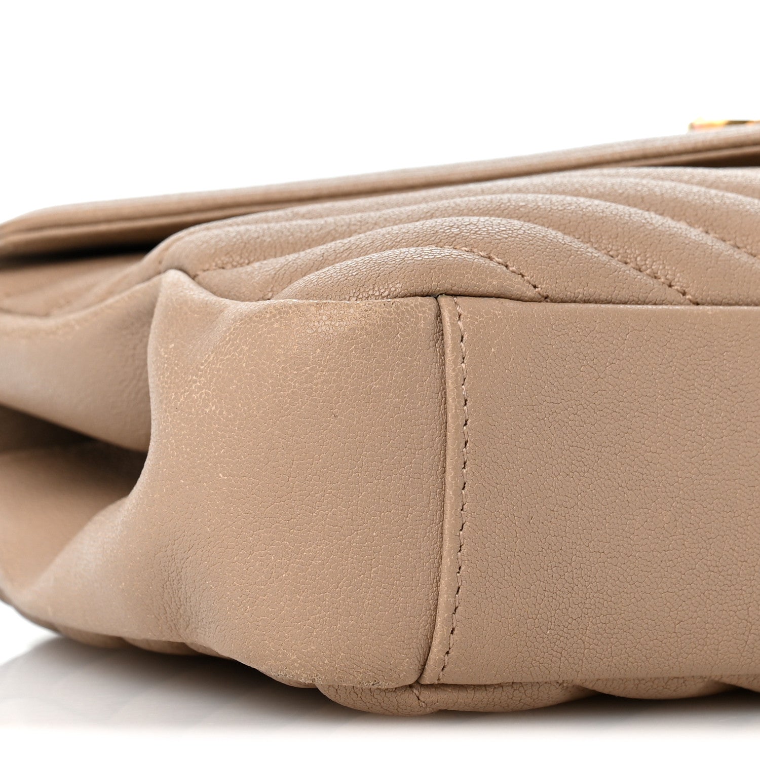 Saint Laurent Sheepskin Matelasse Chevron Monogram Medium College Bag Dark Beige 9 of 13