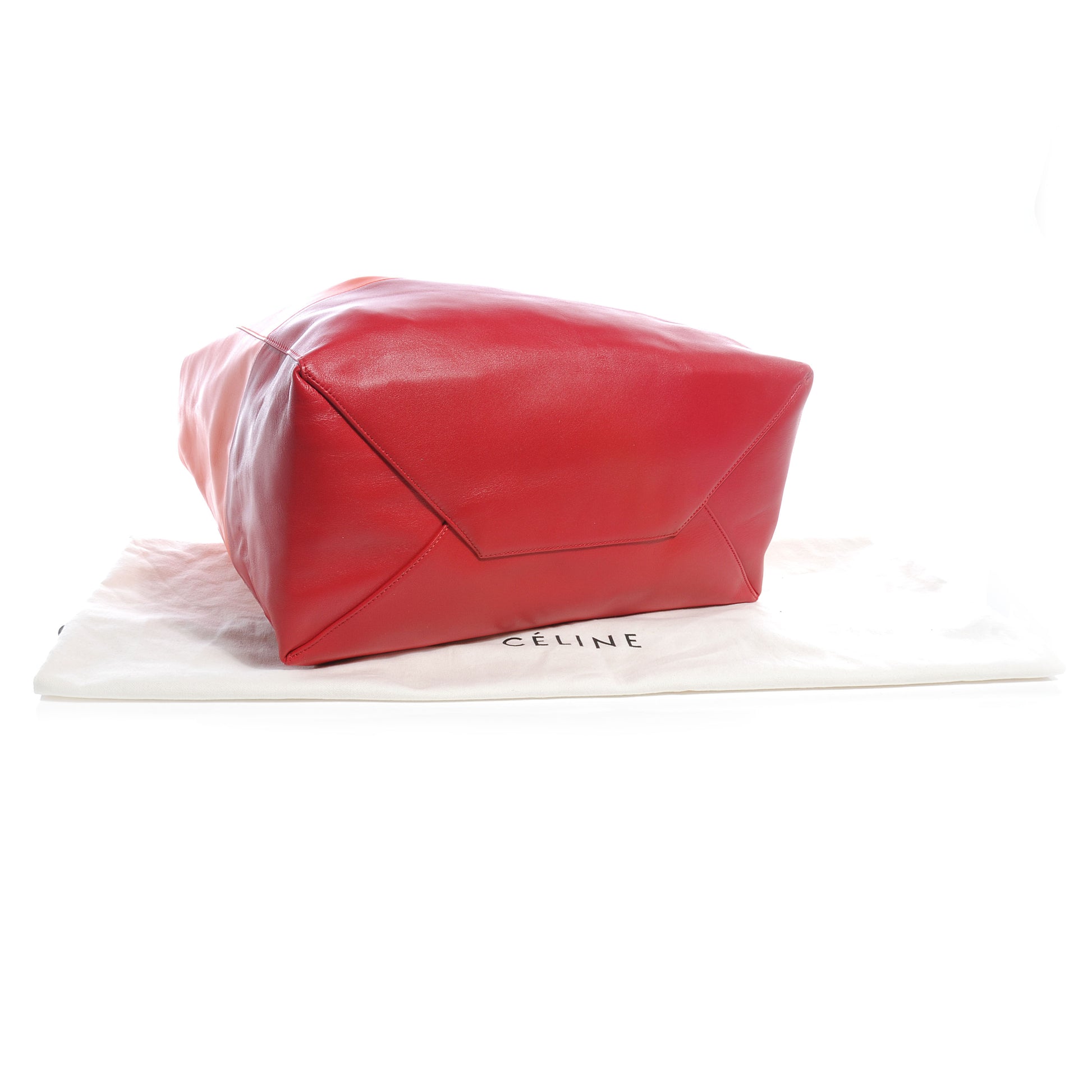 Celine Leather Horizontal Bi-Color Cabas Orange Red 4 of 7