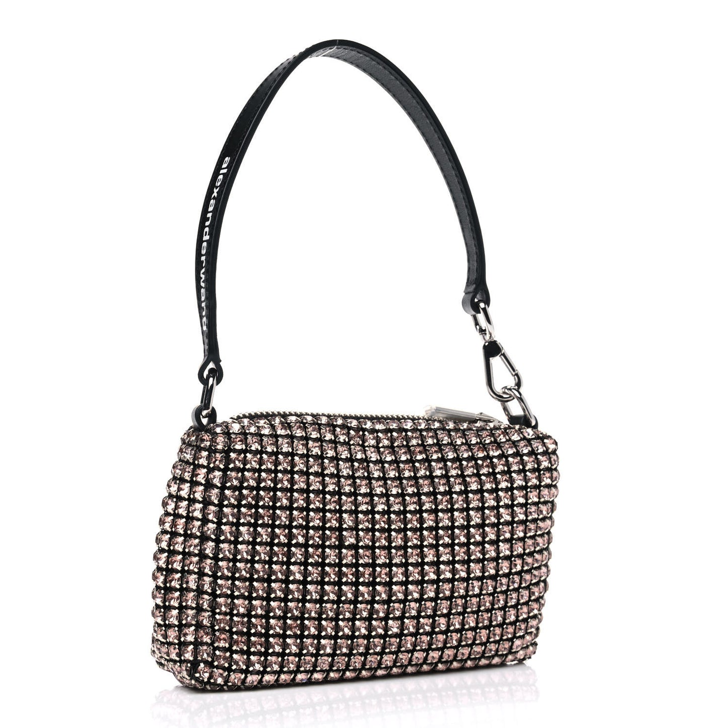 Mesh Crystal Rhinestone Mini Heiress Pouch Pink