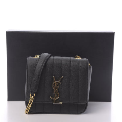 Saint Laurent Grain De Poudre Matelasse Monogram Small Vicky Chain Bag Black 12 of 12