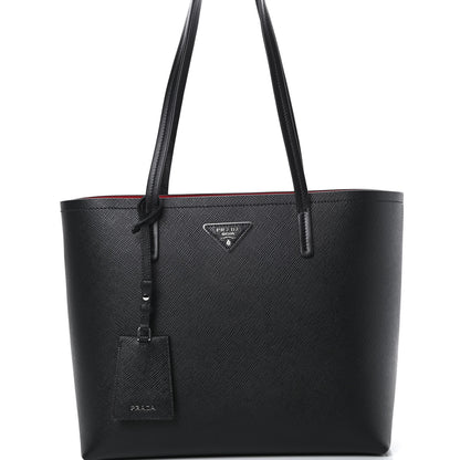 Prada Saffiano Cuir Shopping Tote Black Fuoco 9 of 12