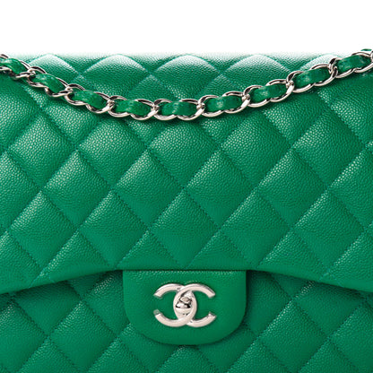 Chanel Caviar Quilted Jumbo Double Flap Green 10 of 10