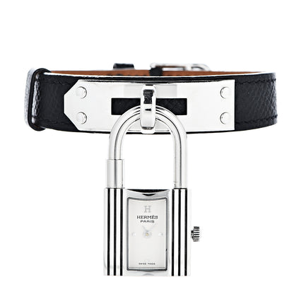 Hermes Stainless Steel Courchevel 20mm Kelly Cadena Quartz Watch Noir 1 of 9