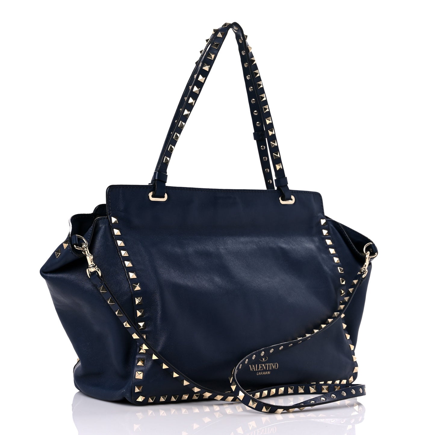 Vitello Medium Rockstud Tote Marine