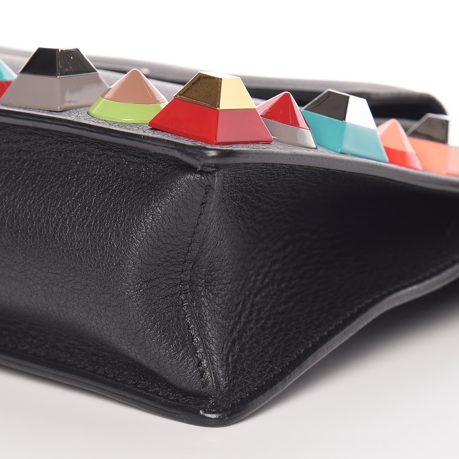 Fendi Vitello Dolce Studded Mini 2Jours Pouch Black Multicolor 6 of 11