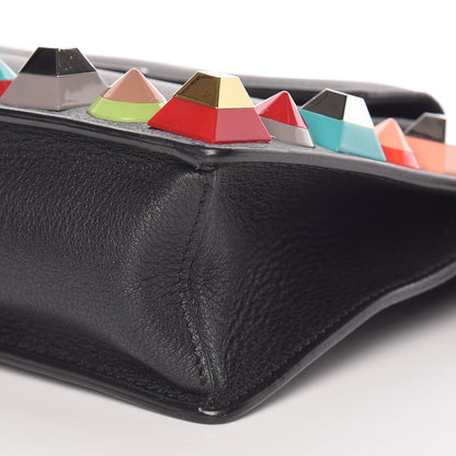 Fendi Vitello Dolce Studded Mini 2Jours Pouch Black Multicolor 6 of 11