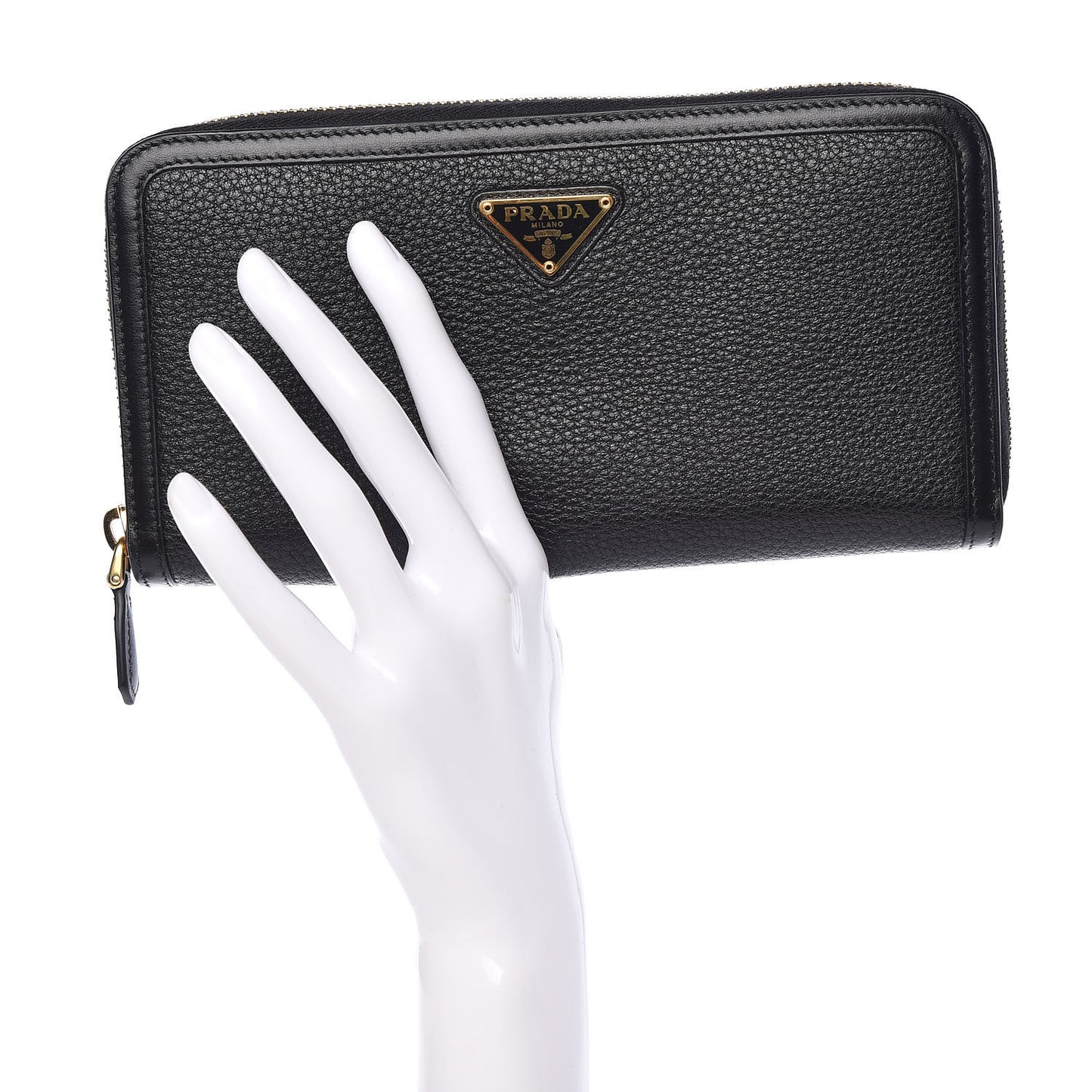Vitello Daino Zip Around Wallet Black