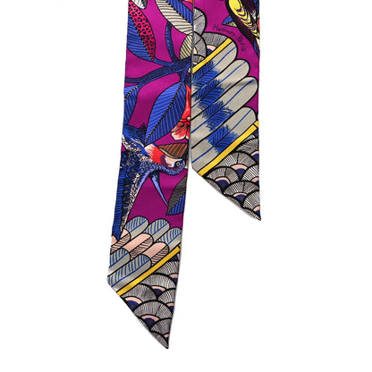 Hermes Silk Tree Of Song Twilly Fuchsia Bleu Rouge 2 of 3