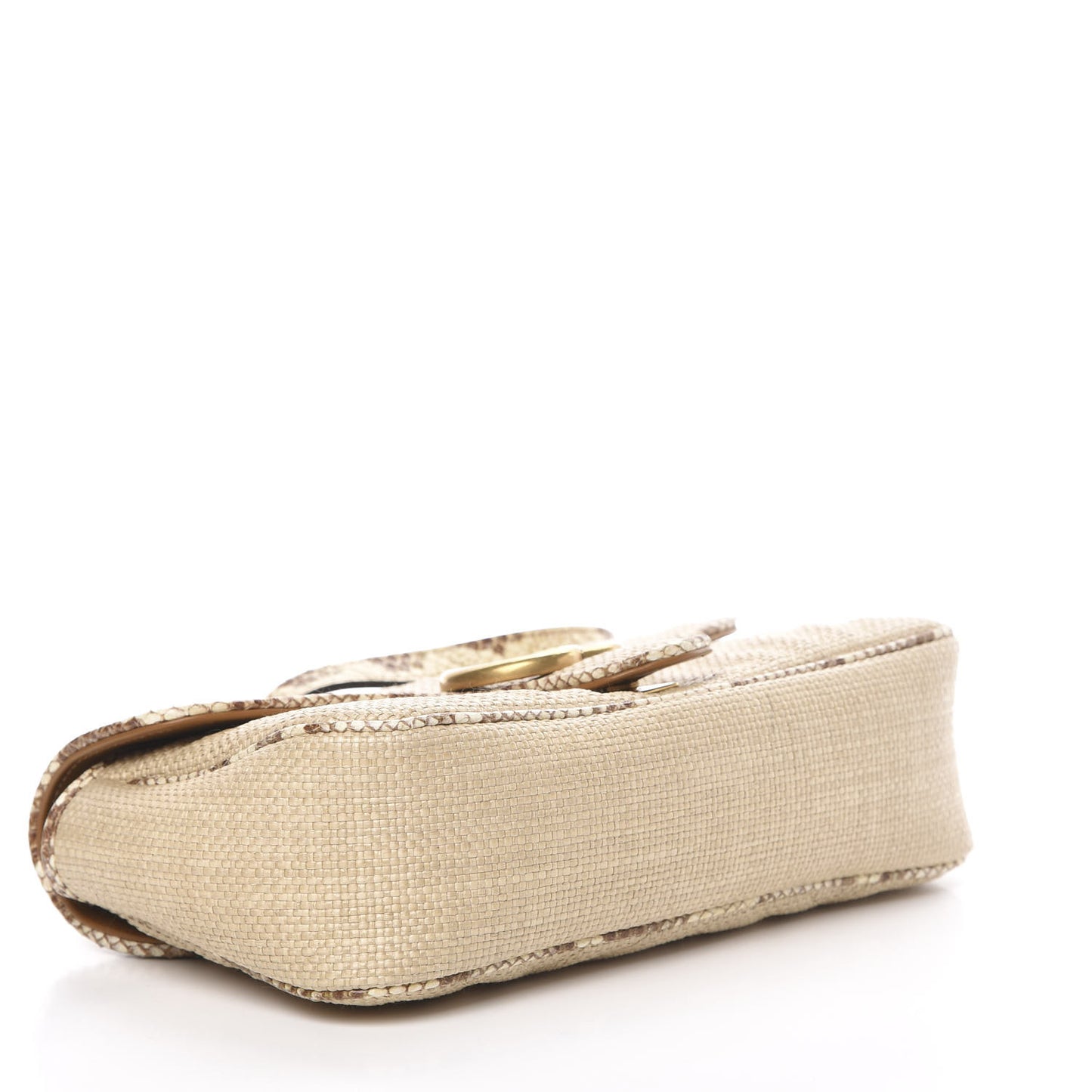 Raffia Elaphe Matelasse Small GG Marmont Shoulder Bag Natural Cream Brown