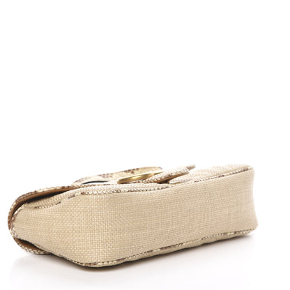 Gucci Raffia Elaphe Matelasse Small GG Marmont Shoulder Bag Natural Cream Brown 4 of 10