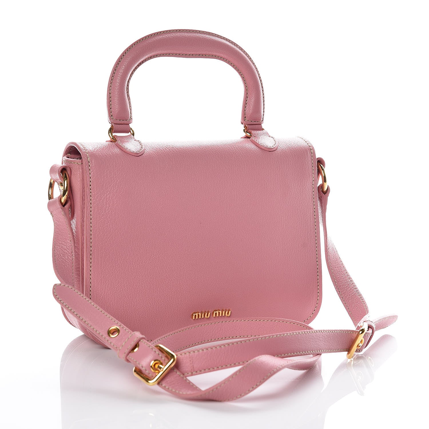 Miu Miu Goatskin Madras Shoulder Bag Rosa 3 of 10