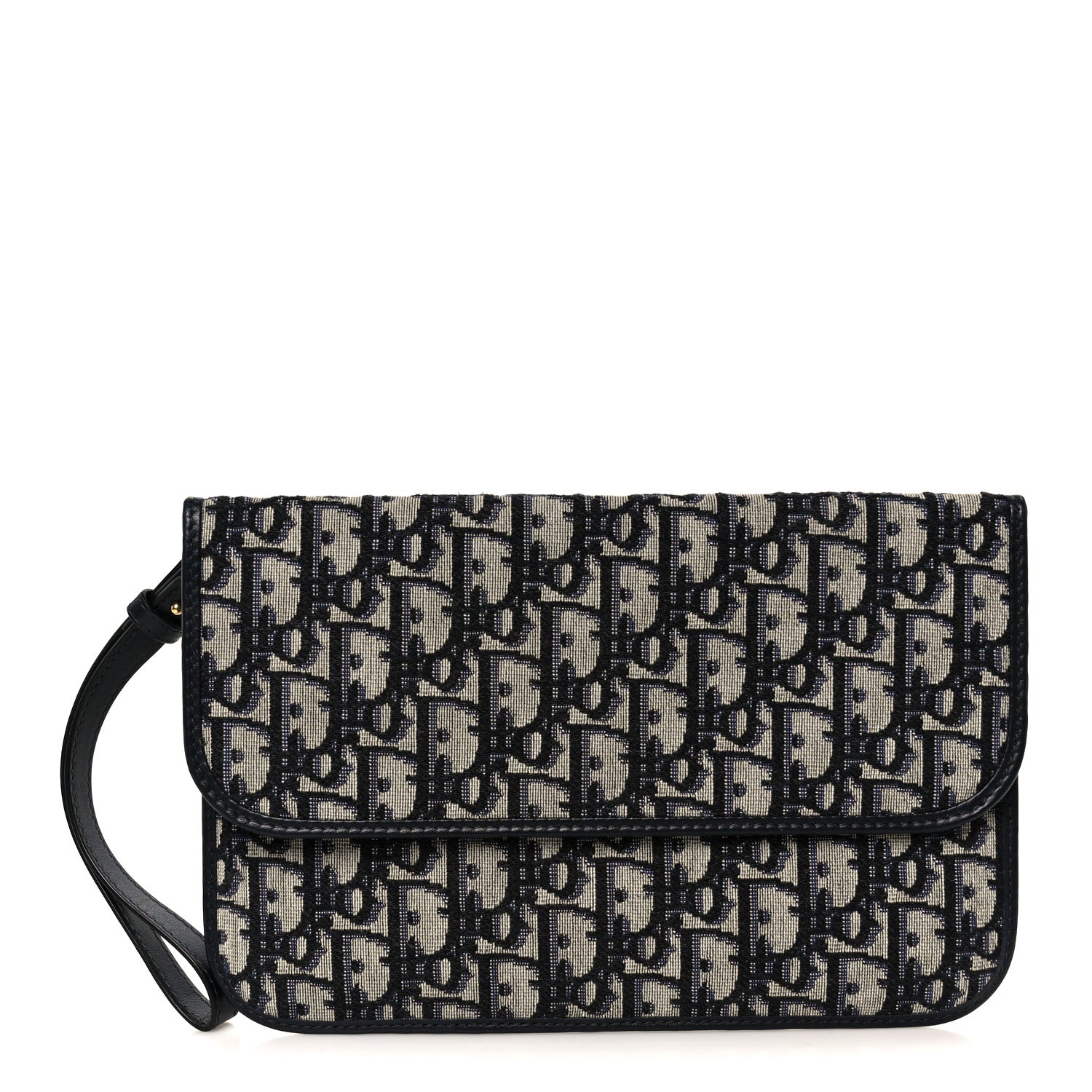 Christian Dior Oblique Flap Pouch Clutch Blue 1 of 9