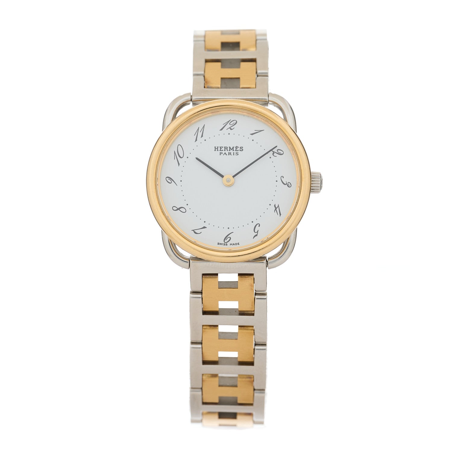 Hermes Stainless Steel 25mm Arceau Clipper Quartz Watch Gold