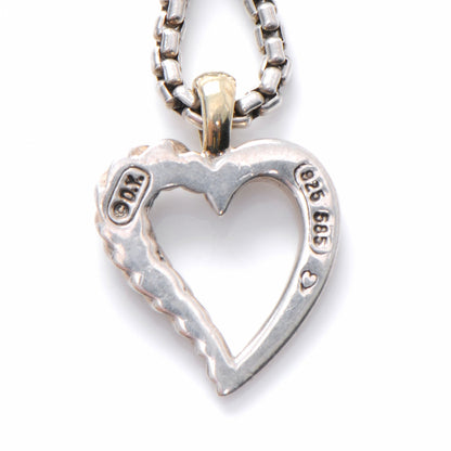 David Yurman Sterling Silver 14k Cable Heart Necklace 10 of 10