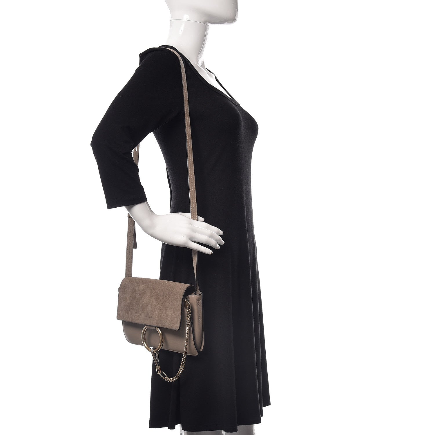 Chloe Suede Calfskin Small Faye Shoulder Bag Motty Grey 2 of 16