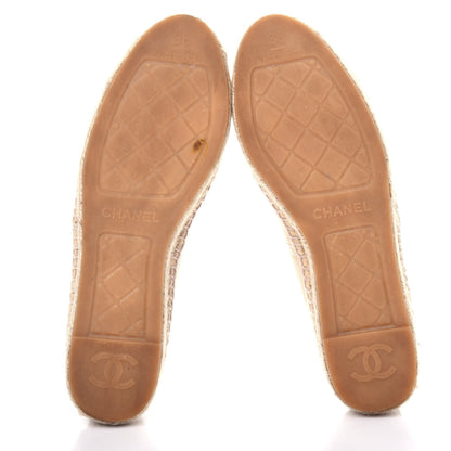 Chanel Lambskin CC Espadrilles 38 Beige Black 6 of 11