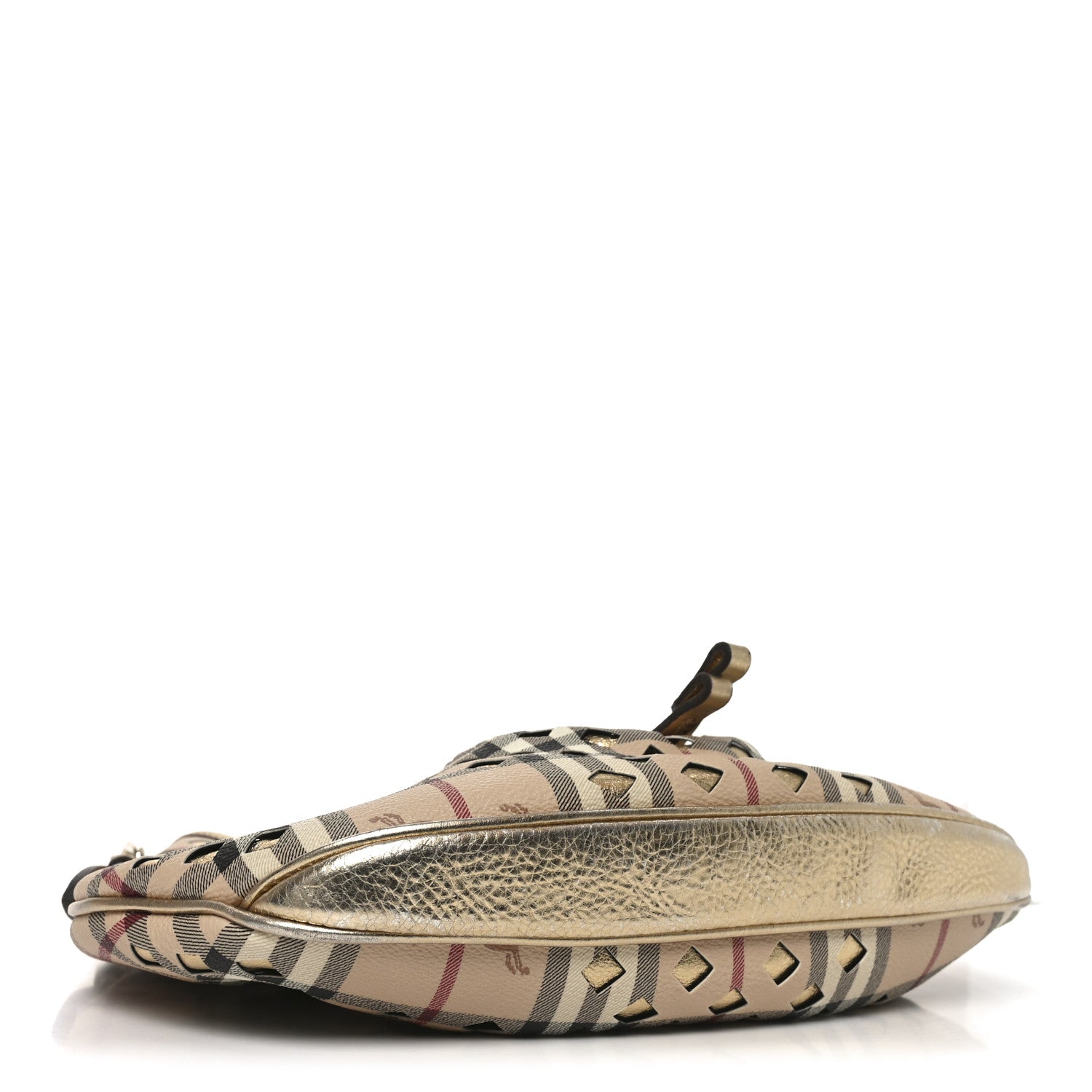 Burberry Haymarket Check Calfskin Claudia Drawstring Hobo Gold 4 of 10