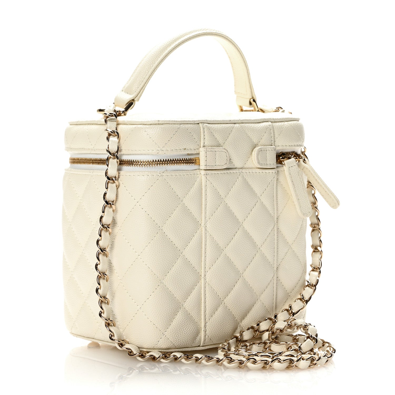 Chanel Caviar Quilted Small Top Handle Vanity Case With Chain White 3 of 10