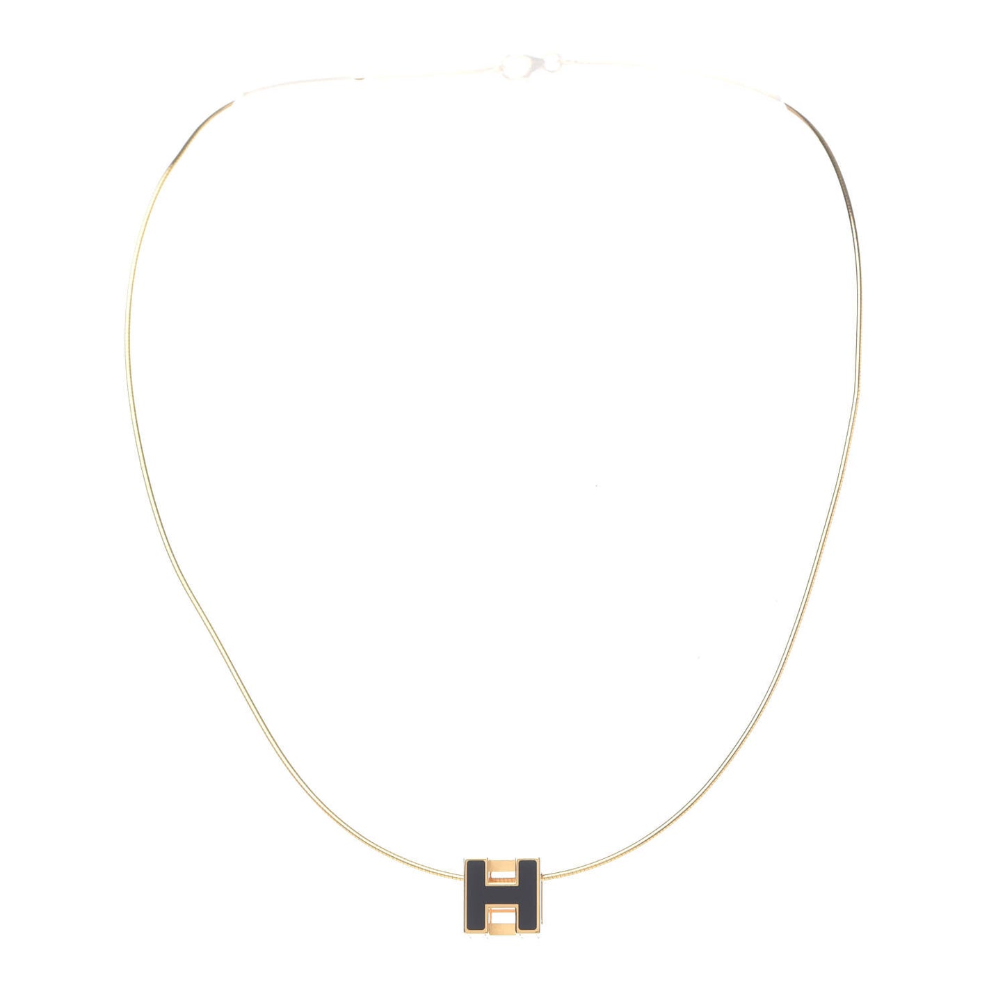 Gold Lacquered Cage d'H Pendant Necklace Black