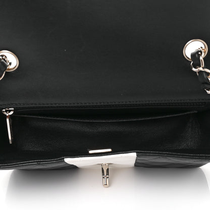 Chanel Lambskin Quilted Mini Rectangular Flap Black White 5 of 10