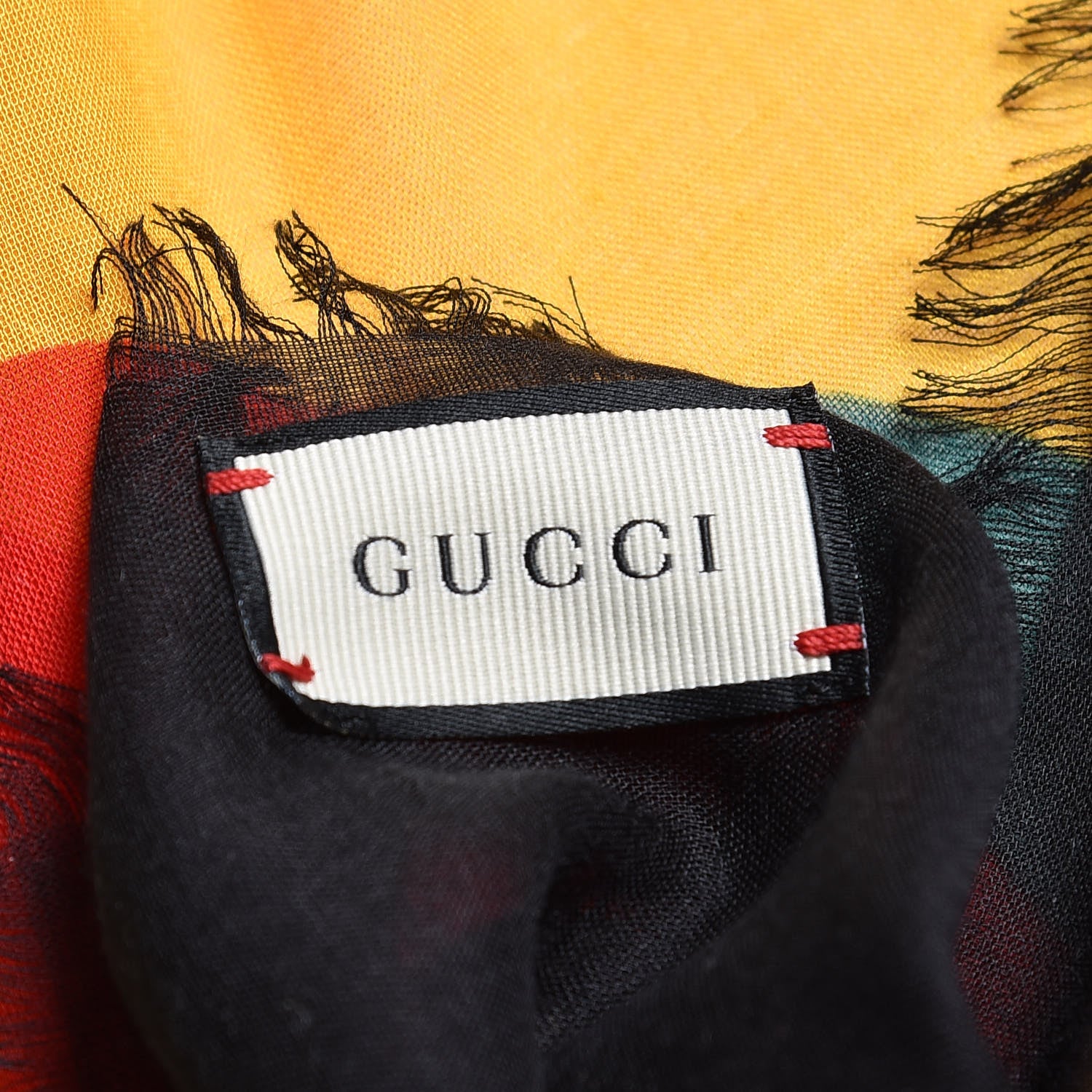 Gucci Modal Silk Coco Capitan Logo Square Scarf Black 8 of 8
