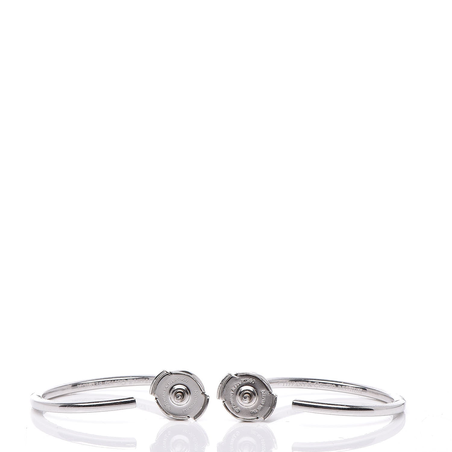 Tiffany 18K White Gold Diamond Medium Metro Hoop Earrings 4 of 6