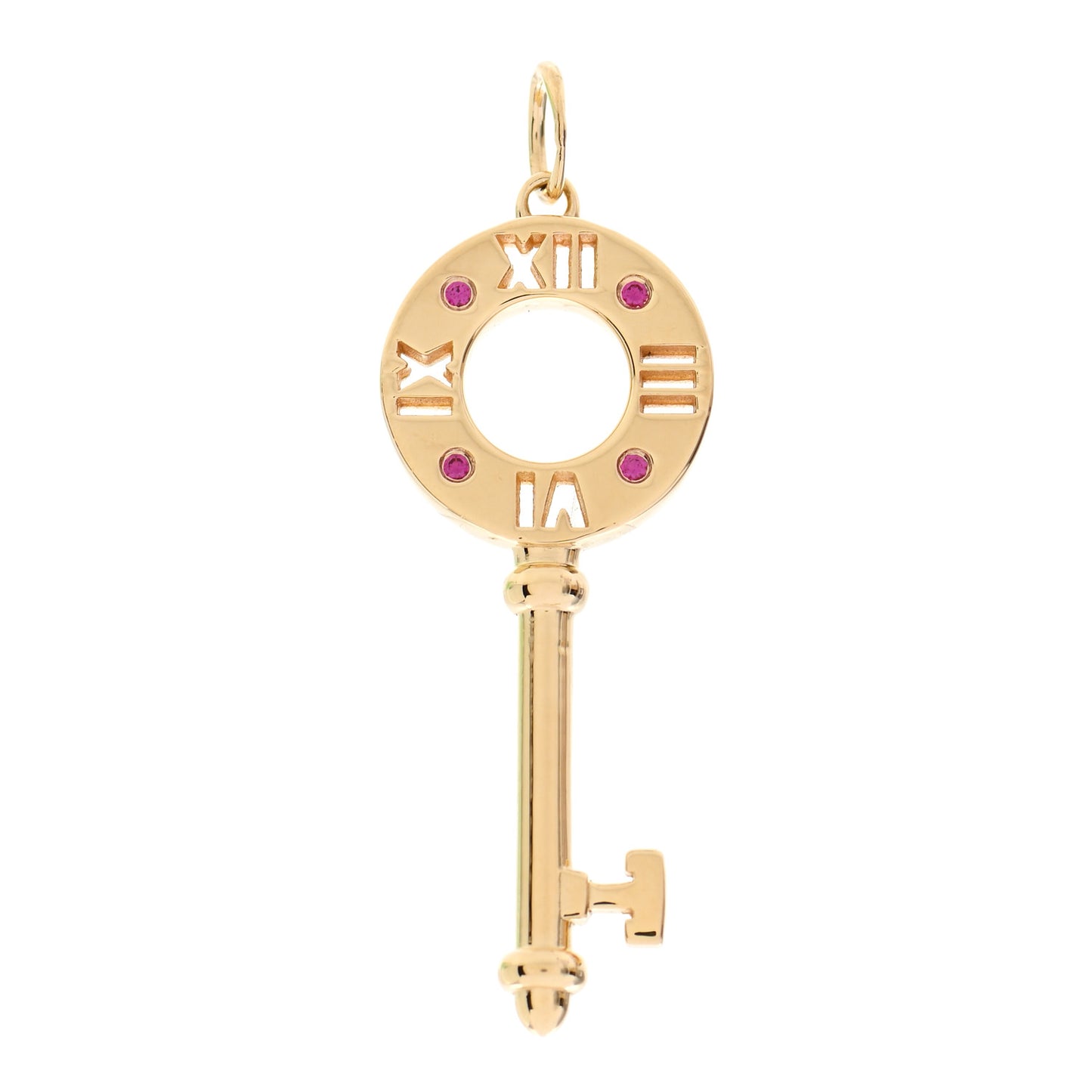 18K Yellow Gold Ruby Atlas Pierced Key Pendant