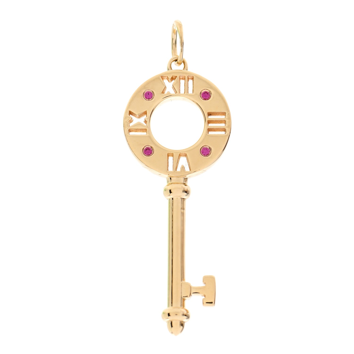 Tiffany 18K Yellow Gold Ruby Atlas Pierced Key Pendant 1 of 4