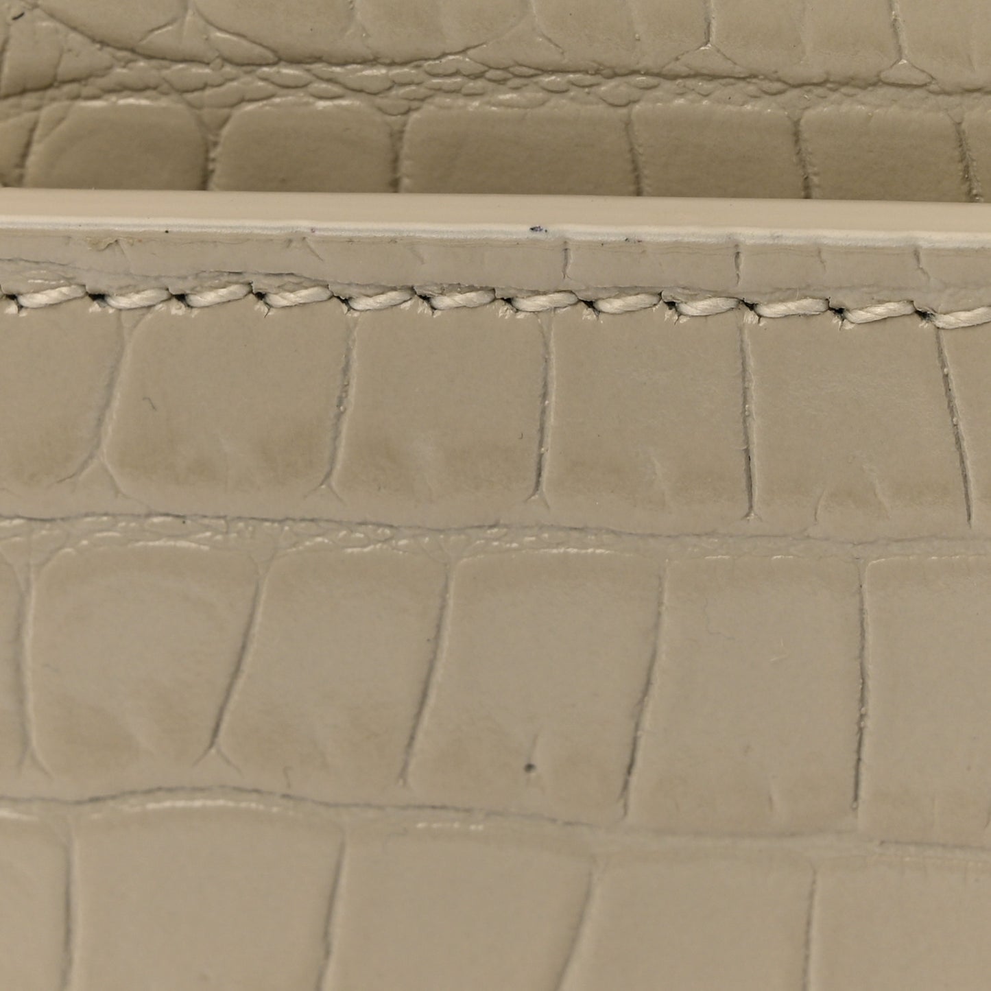 Calfskin Crocodile Embossed Monogram Sunset Chain Wallet Blanc Vintage