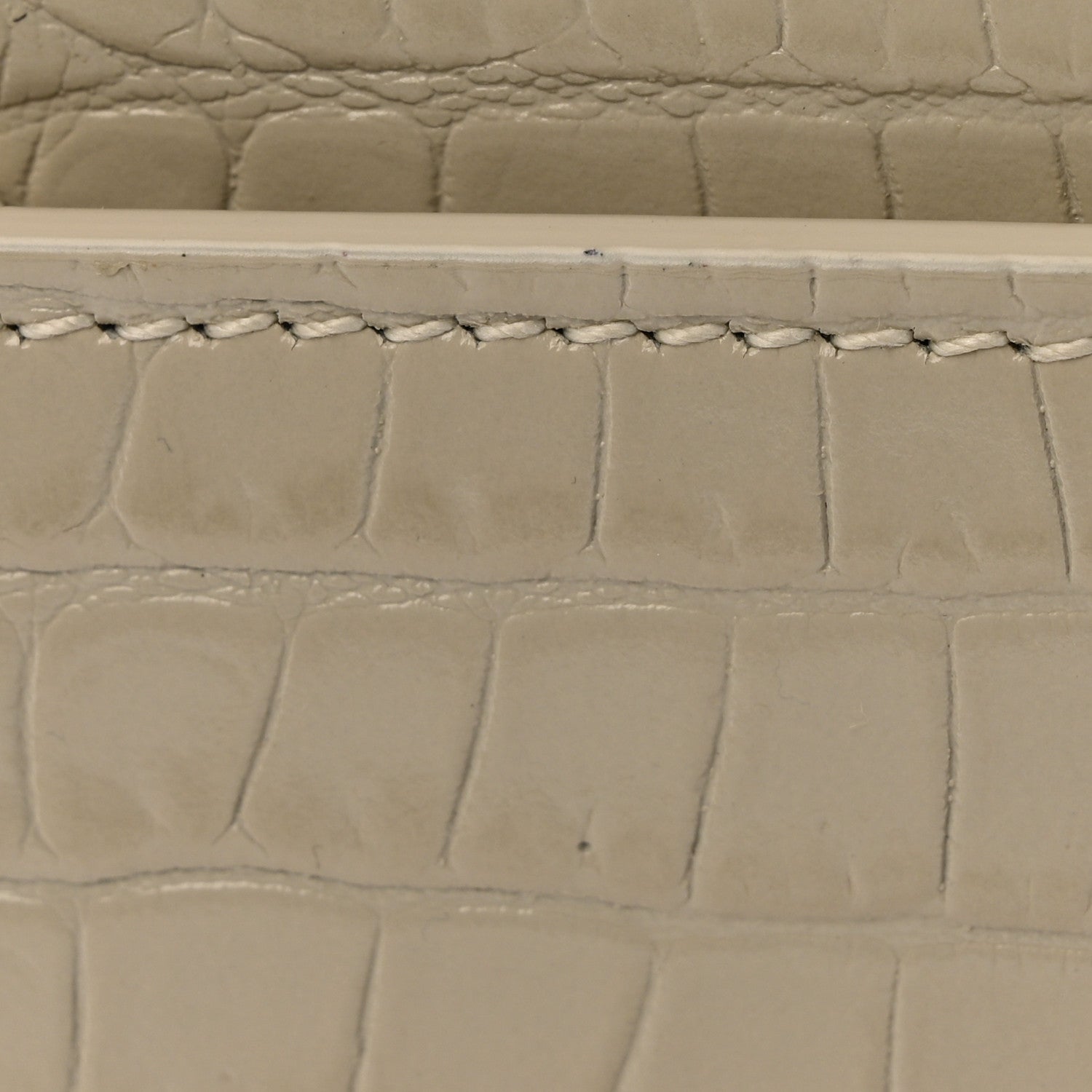 Saint Laurent Calfskin Crocodile Embossed Monogram Sunset Chain Wallet Blanc Vintage 11 of 13