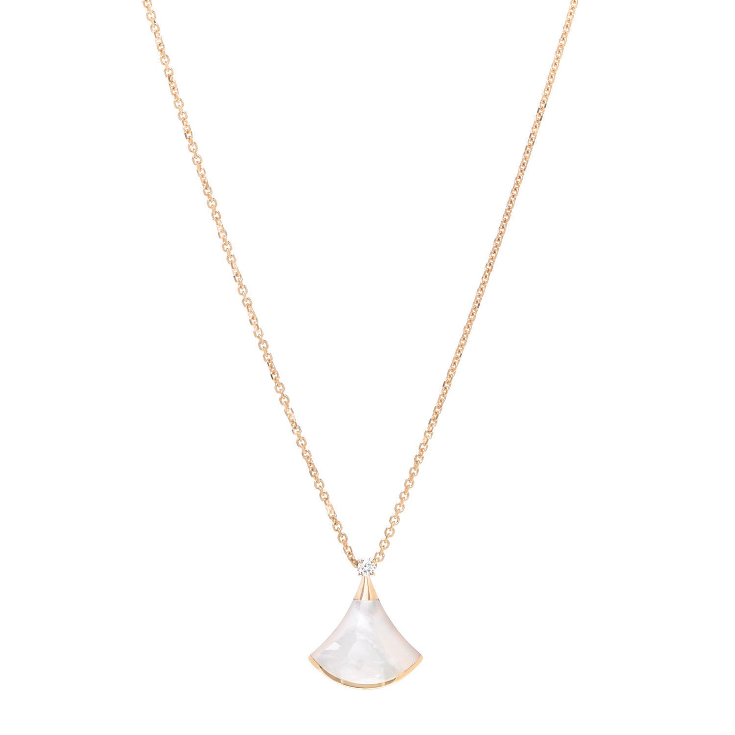 18K Yellow Gold Diamond Mother of Pearl Small Divas' Dream Pendant Necklace
