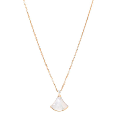 Bulgari 18K Yellow Gold Diamond Mother of Pearl Small Divas' Dream Pendant Necklace 1 of 8