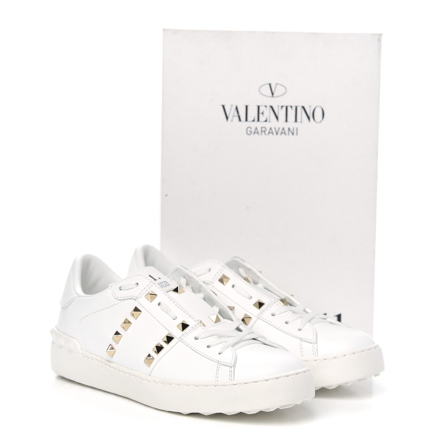 Valentino Garavani Calfskin Untitled Rockstud Sneakers 38.5 White 8 of 8
