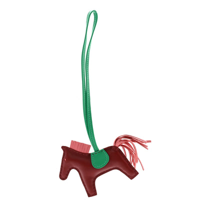 Hermes Milo Lambskin Grigri Rodeo Horse Bag Charm PM Rouge H Rose Indien Menthe 1 of 4