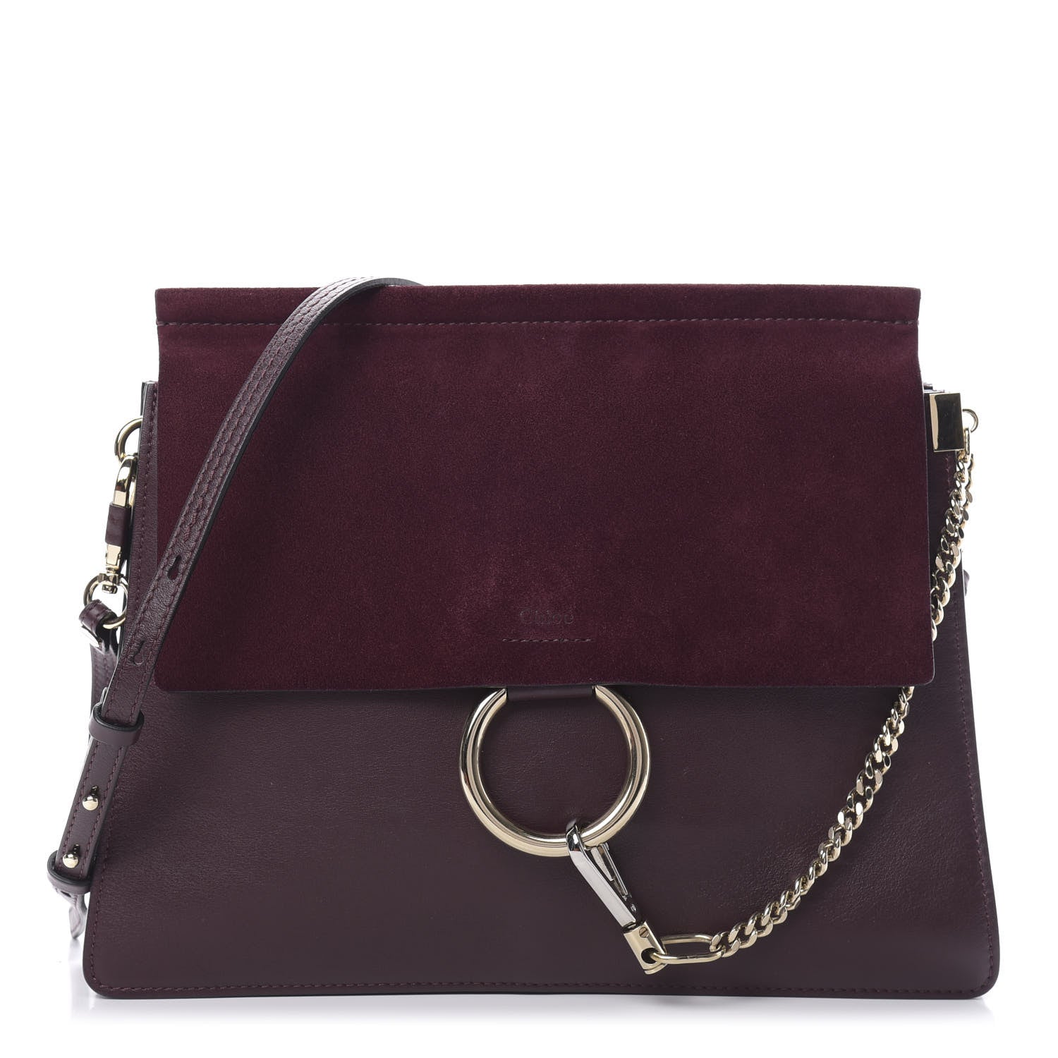 Chloe Calfskin Suede Medium Faye Shoulder Bag Plum Purple 1 of 13