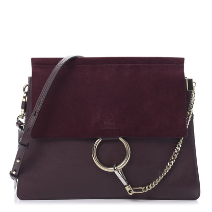 Chloe Calfskin Suede Medium Faye Shoulder Bag Plum Purple 1 of 13