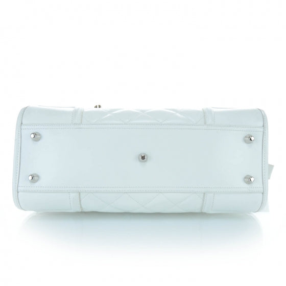Leather Quilted Large Manor Tote White