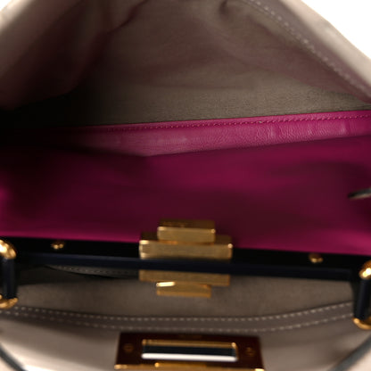 Fendi Vitello Seta Shiny Nappa Medium Peekaboo Iconic Satchel Grigio Polvere Magenta 5 of 12