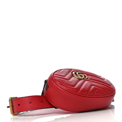 Gucci Calfskin Matelasse GG Marmont Belt Bag 75 30 Hibiscus Red 5 of 14