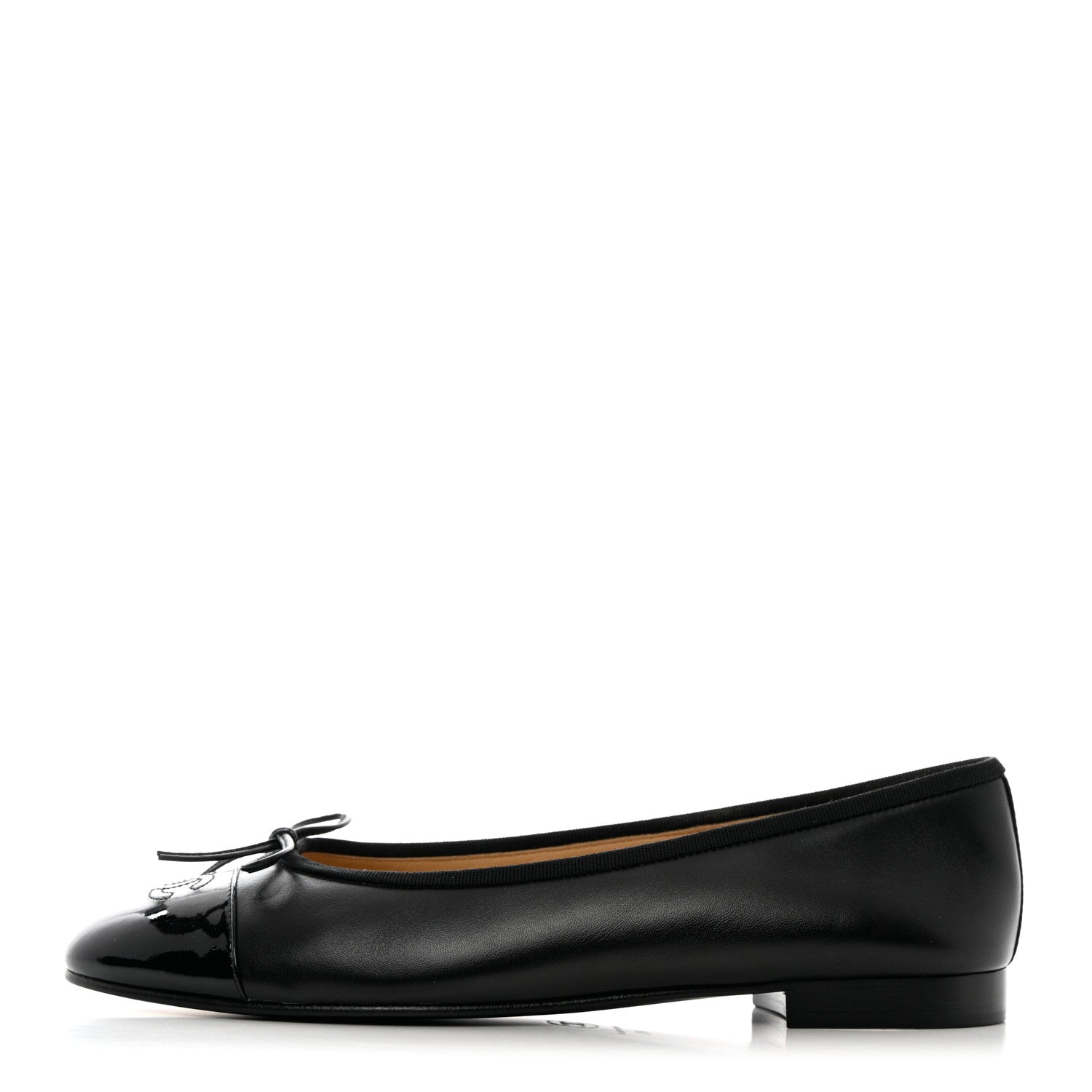 Chanel Lambskin Patent Cap Toe Ballerina Flats 41 Black 1 of 12