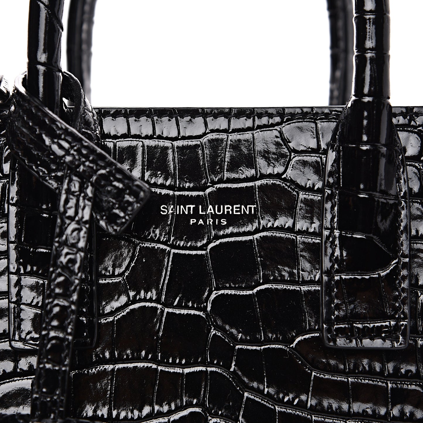 Calfskin Crocodile Embossed Nano Sac De Jour Black