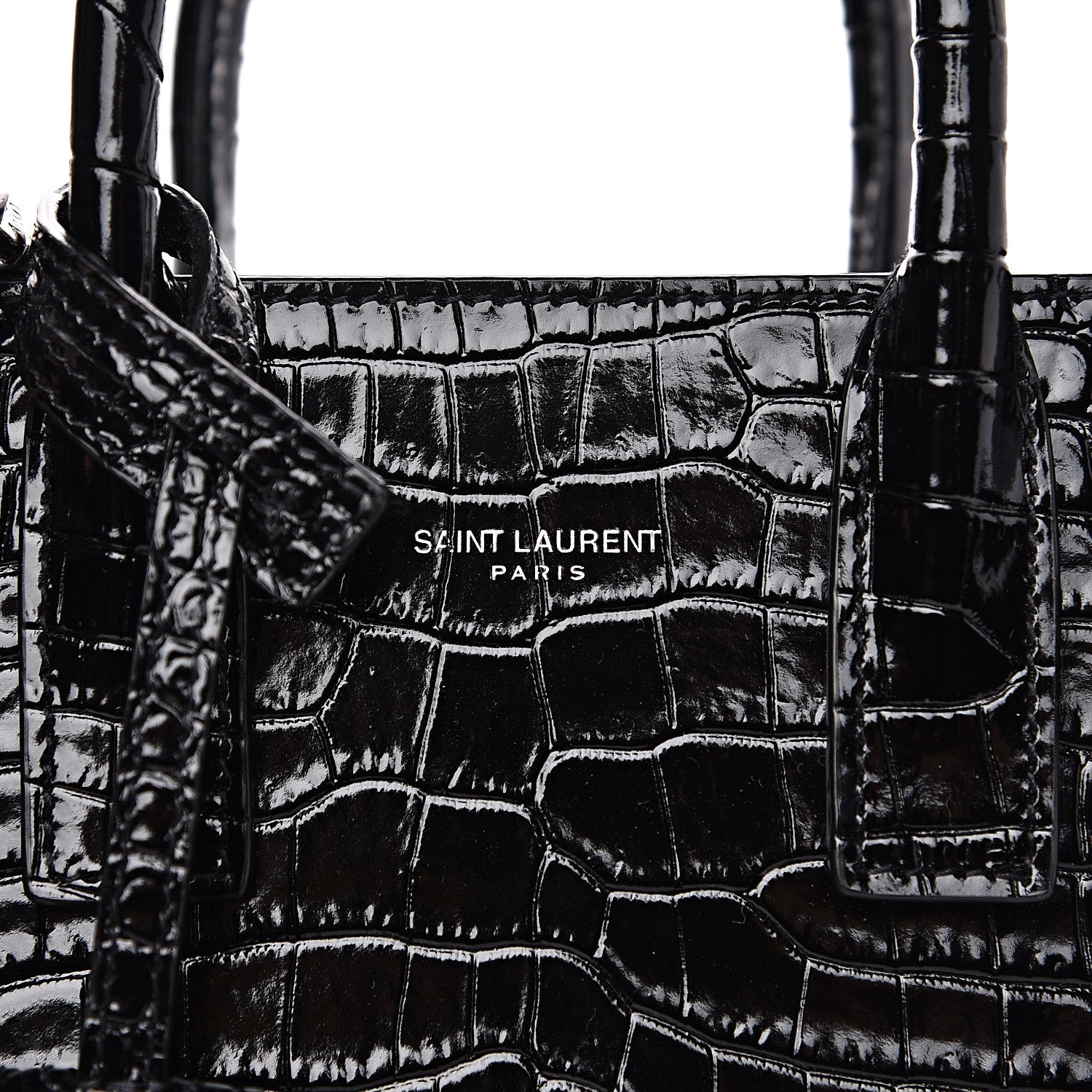 Saint Laurent Calfskin Crocodile Embossed Nano Sac De Jour Black 9 of 9