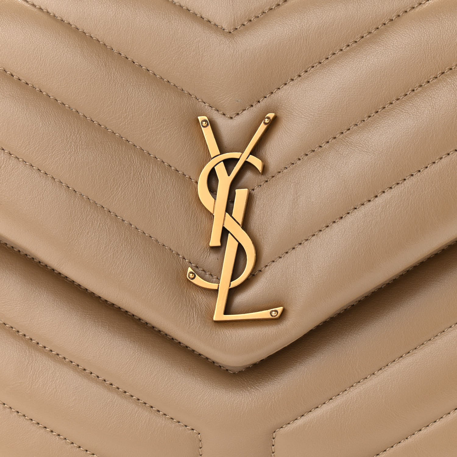 Saint Laurent Calfskin Y Quilted Monogram Medium Loulou Chain Satchel Dark Latte 8 of 11