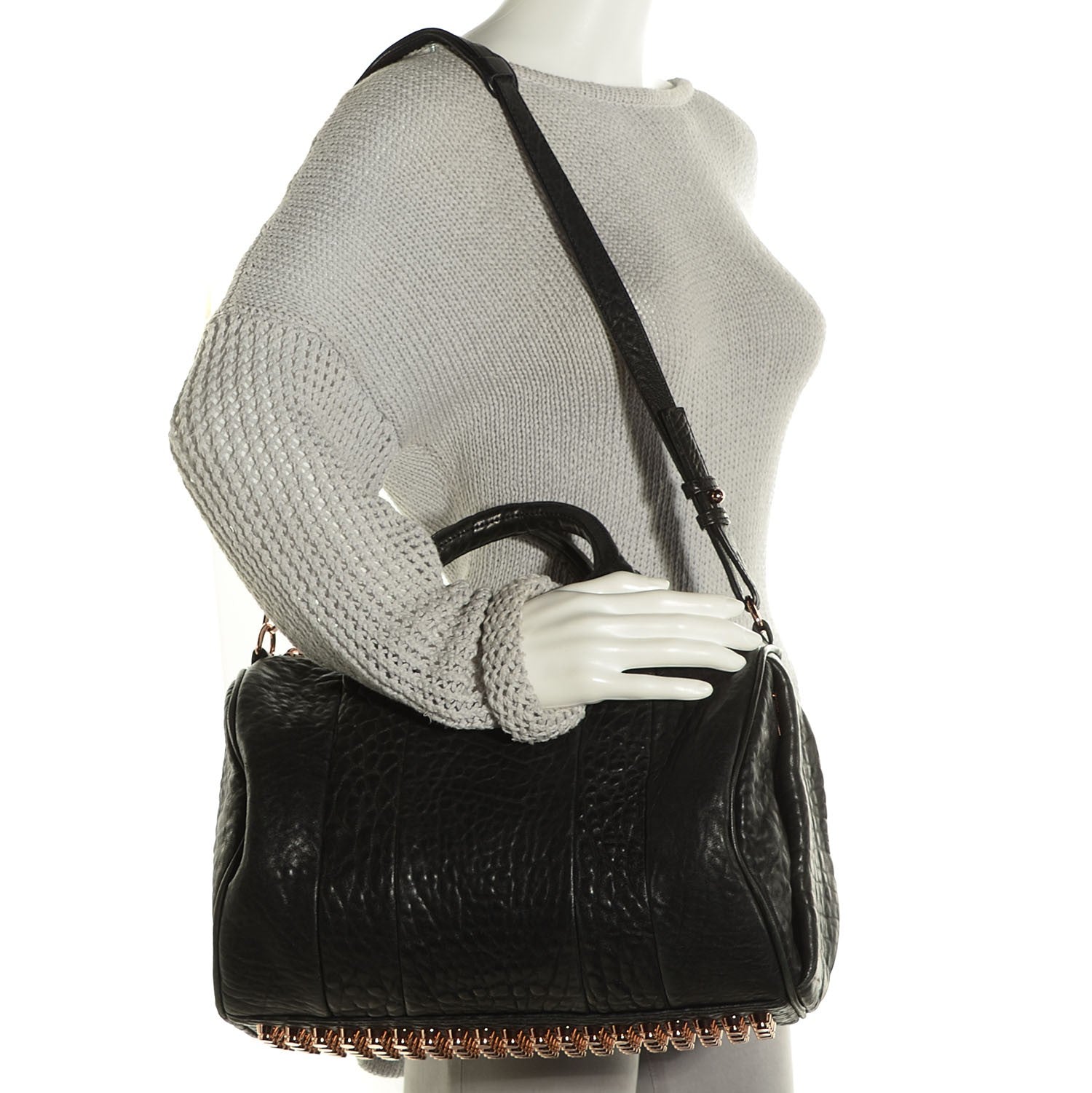 Alexander Wang Pebbled Lambskin Rocco Black Rose Gold Hardware 2 of 6
