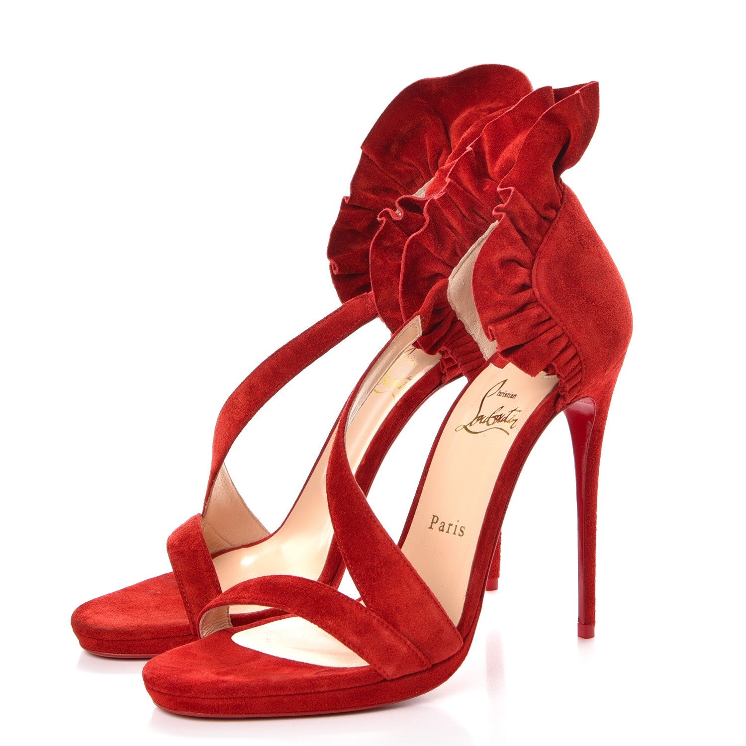 Christian Louboutin Suede Colankle 120 Sandals 40 Flamenco 3 of 8