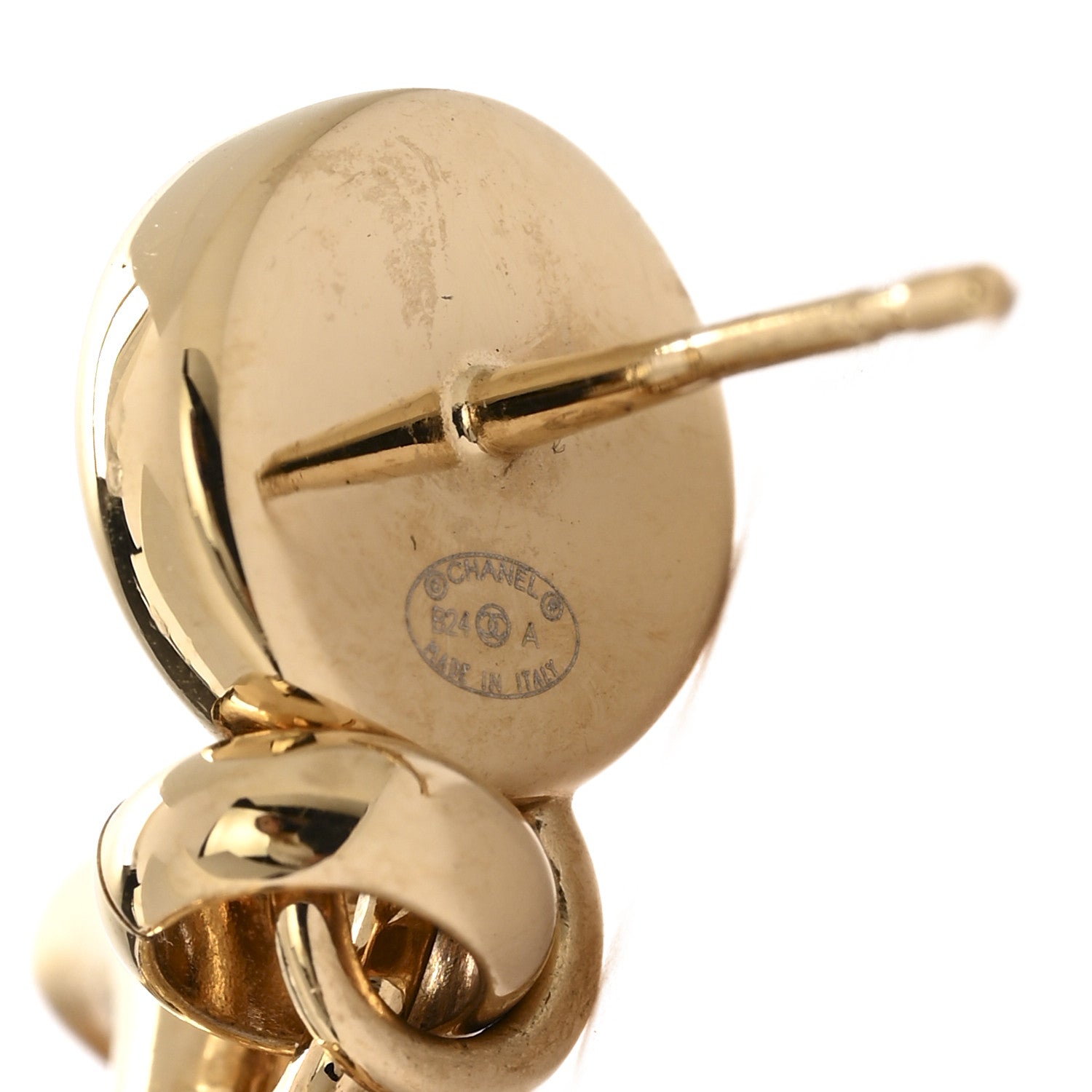 Chanel Pearl Crystal CC Drop Earrings Gold 4 of 5