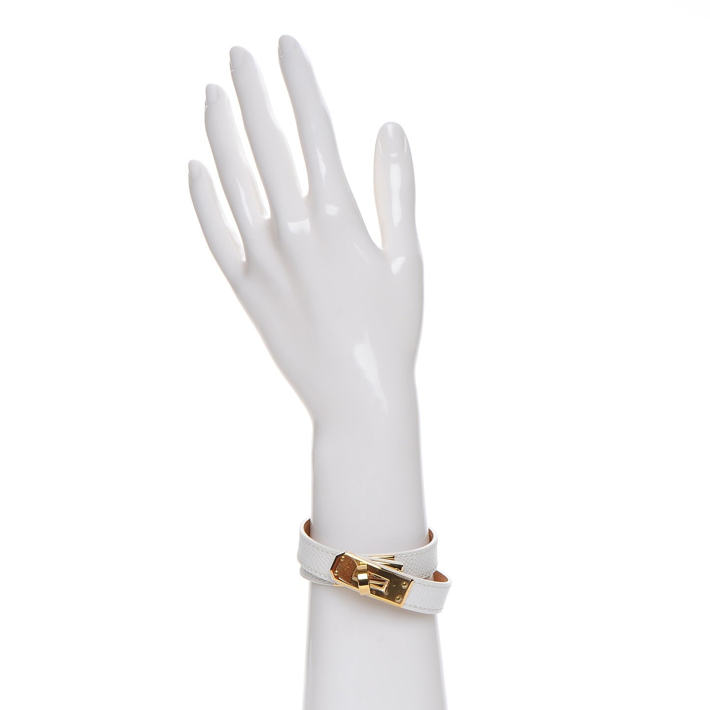 Epsom Kelly Double Tour Bracelet S White